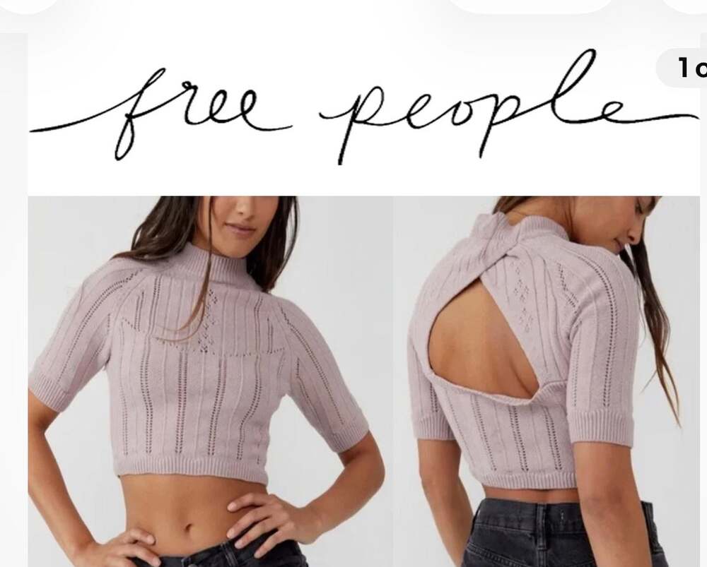 Free People Intimately Romy Swit Silverberry Open Back Crop Sweater